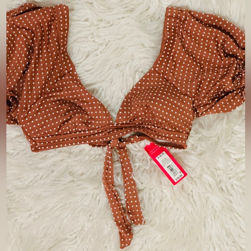 Brown Polka Dot Bathing Suit Top